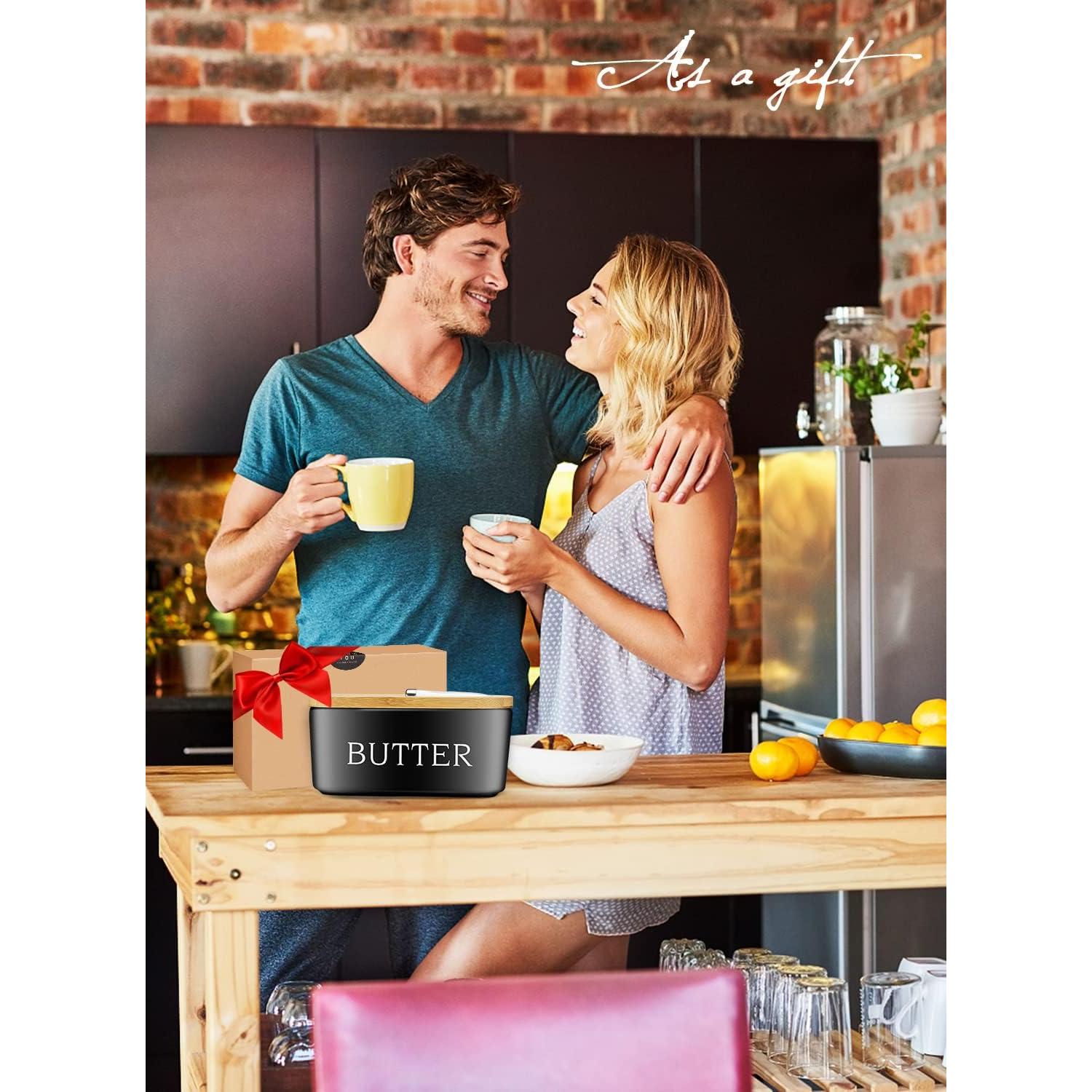 Plato de Mantequilla con Tapa AISBUGUR Cerámica Negra 15x10cm