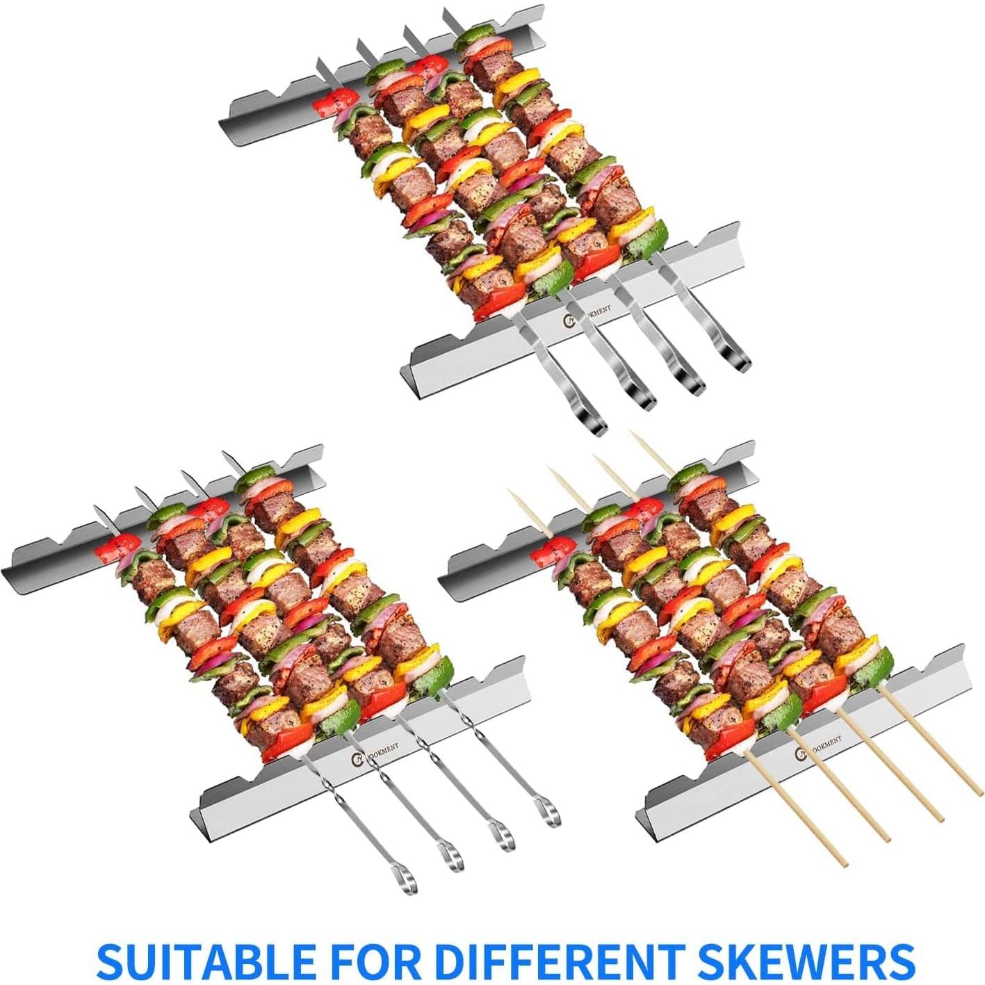 Soporte para Brochetas de BBQ JY COOKMENT Acero Inoxidable 2 Piezas