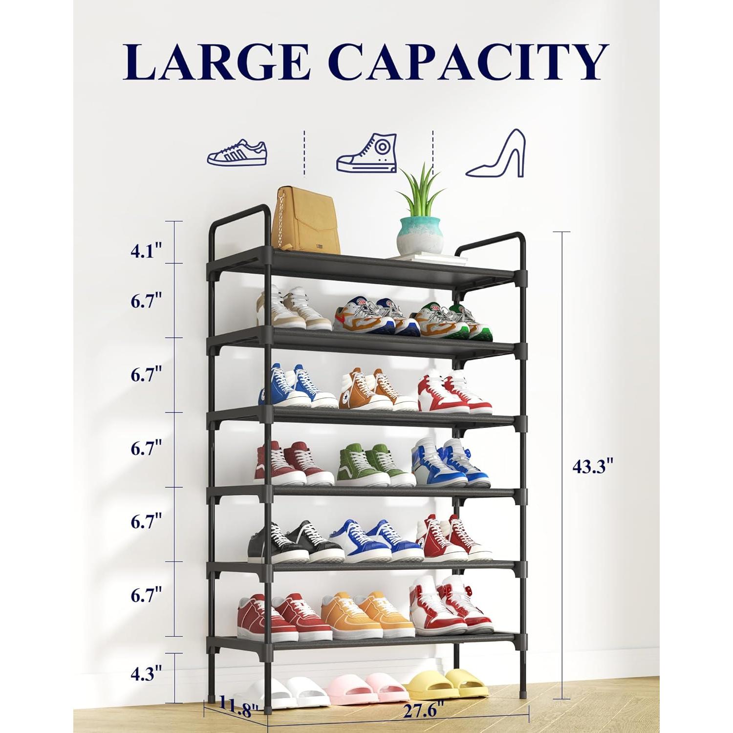 Estante para zapatos Kitsure 6 niveles 70.1x30x110 cm Negro