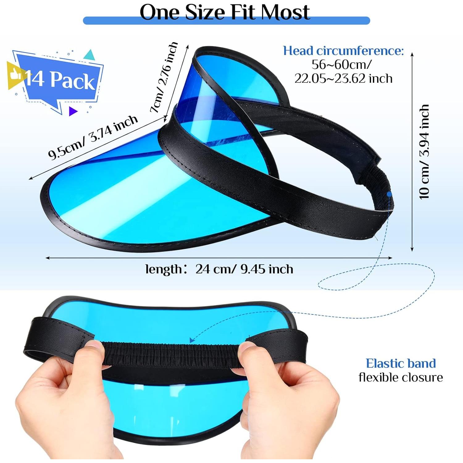 Paquete de 14 Gorras de Sol Unisex Transparente Caramelo