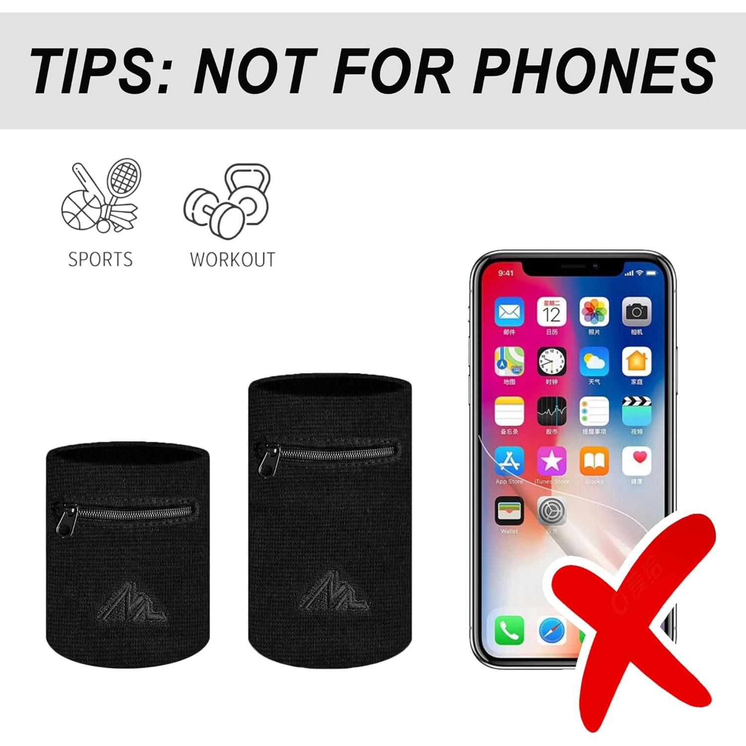 Billetera de Muñeca NEWZILL con Cremallera - Negro Largo 11.4 cm