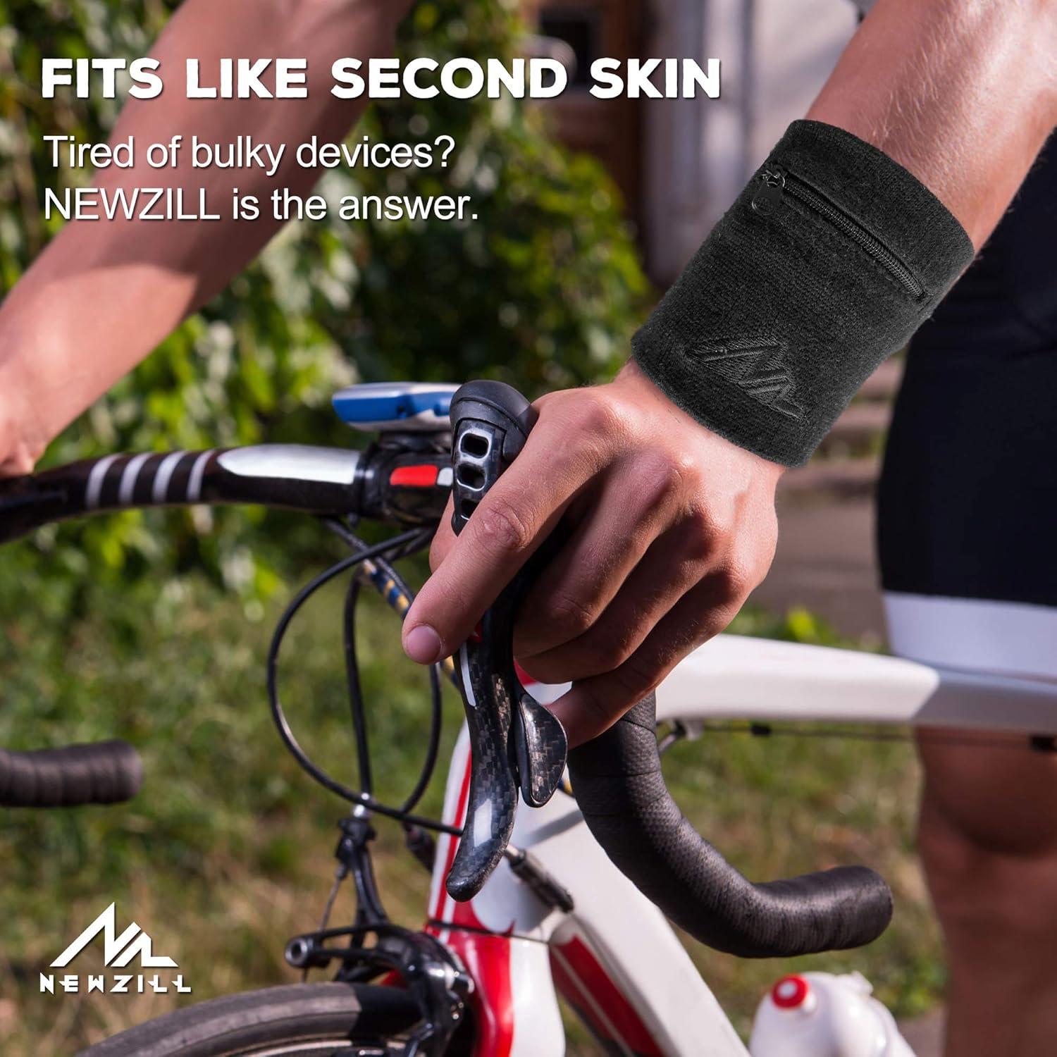 Billetera de Muñeca NEWZILL con Cremallera - Negro Largo 11.4 cm