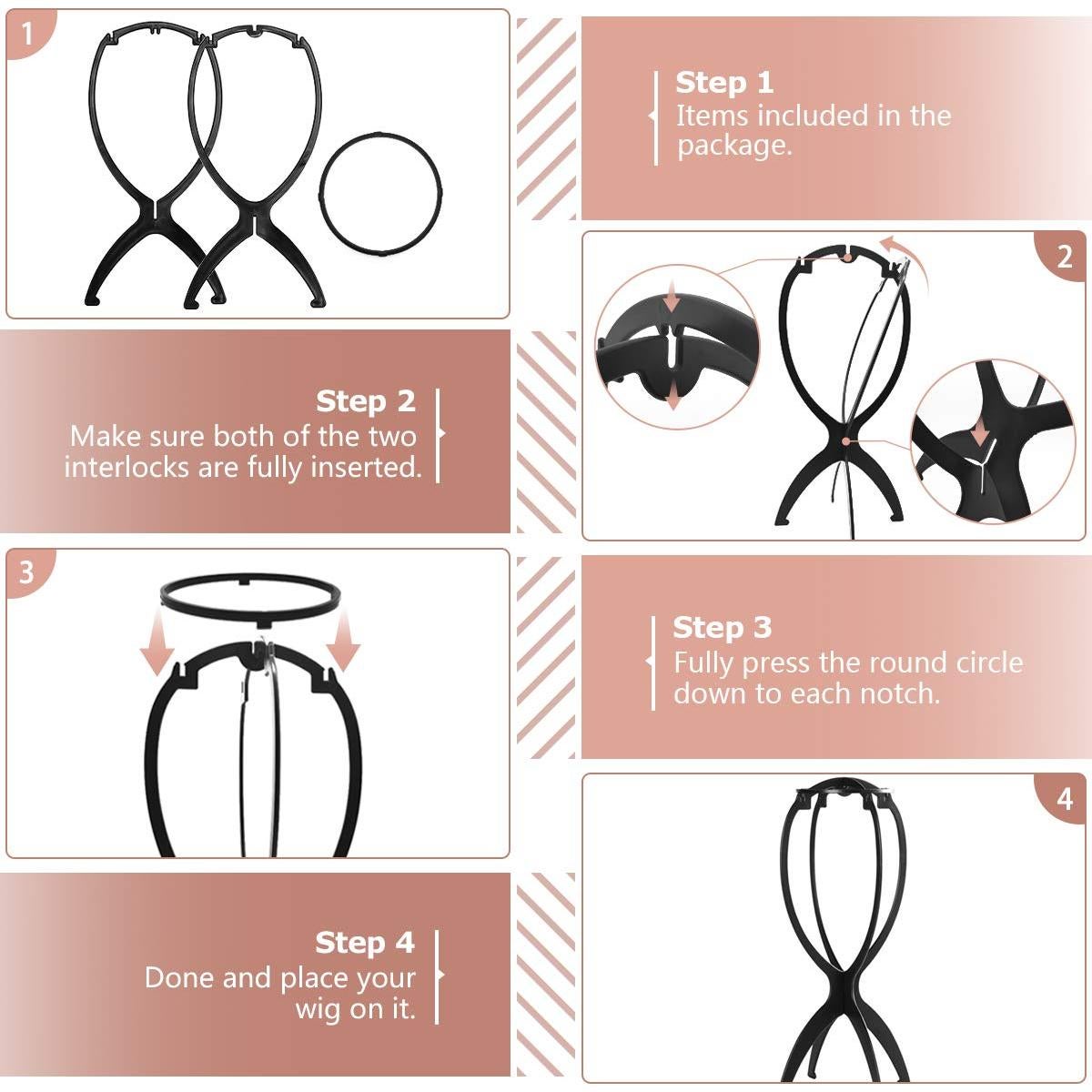 Soporte de Peluca Dreamlover 14.2" Plegable - 2 Paquetes