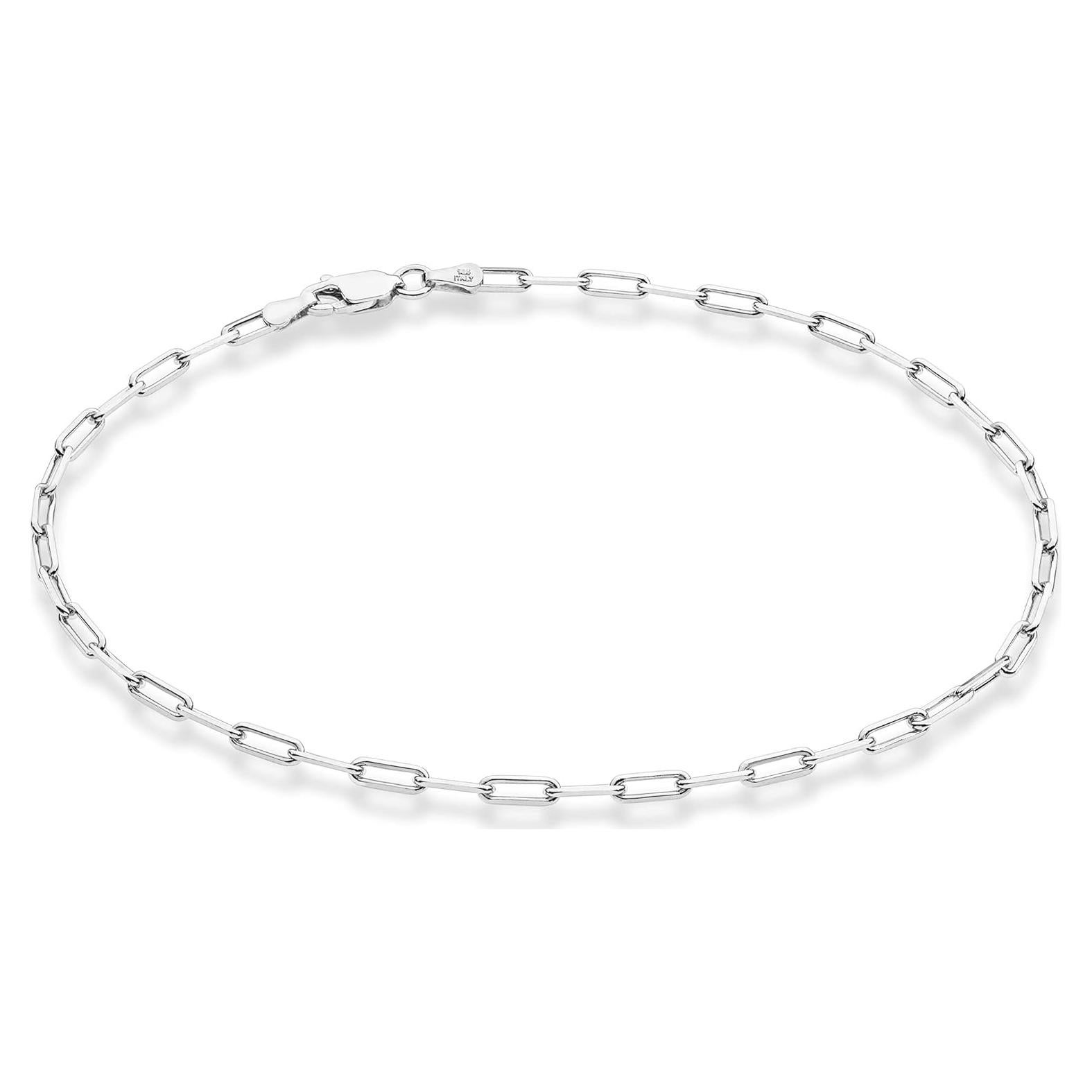 Pulsera de Tobillo Miabella Plata Esterlina 925 2.5mm Hecha en Italia