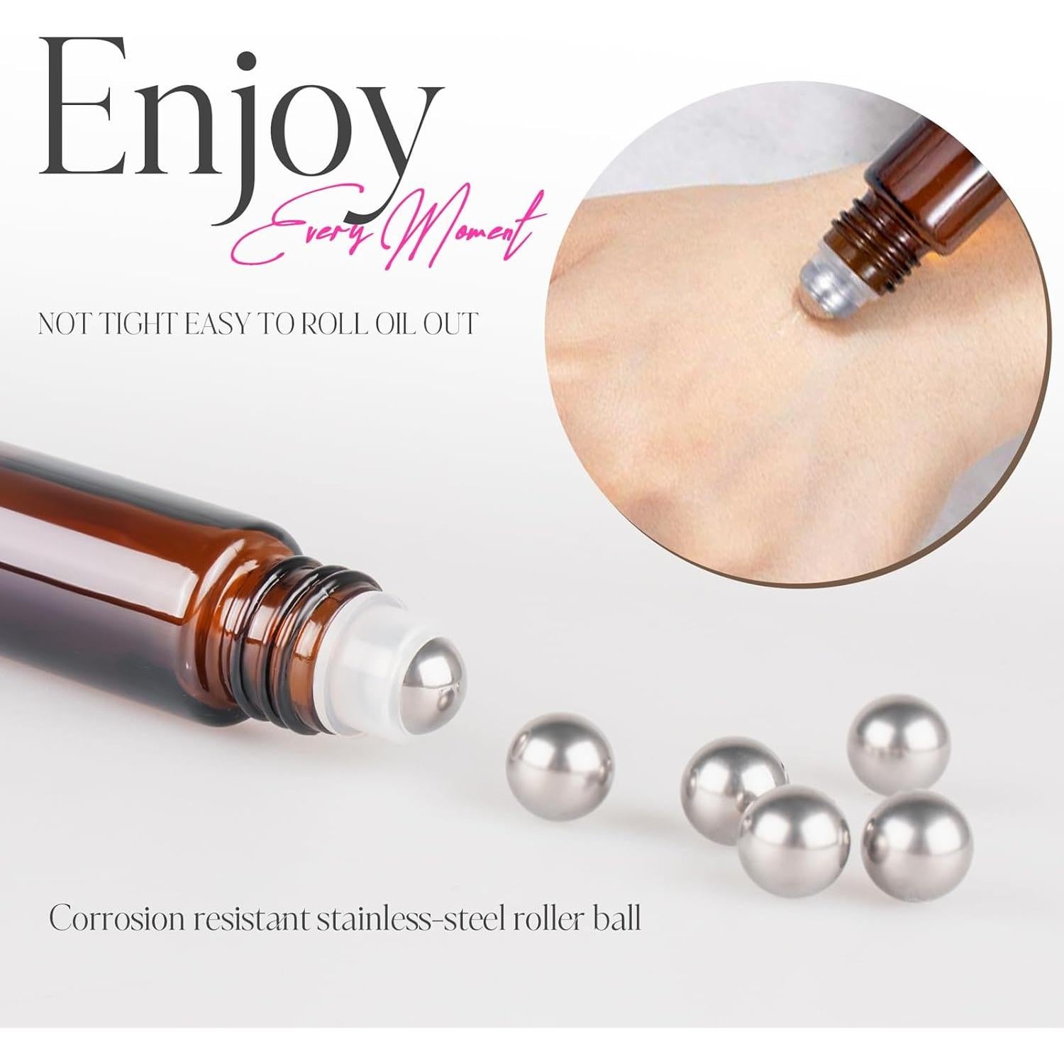 Set de 6 Botellas de Rodillo 10ml ZEJIA Vidrio Ámbar