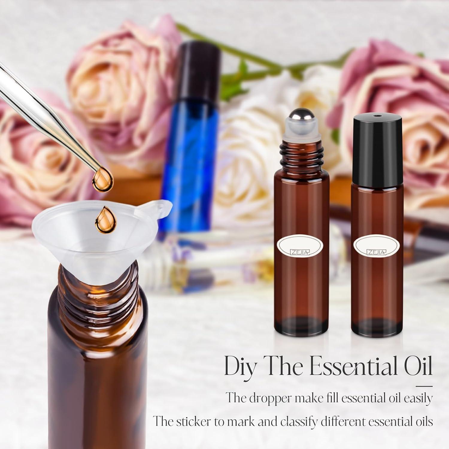 Set de 6 Botellas de Rodillo 10ml ZEJIA Vidrio Ámbar