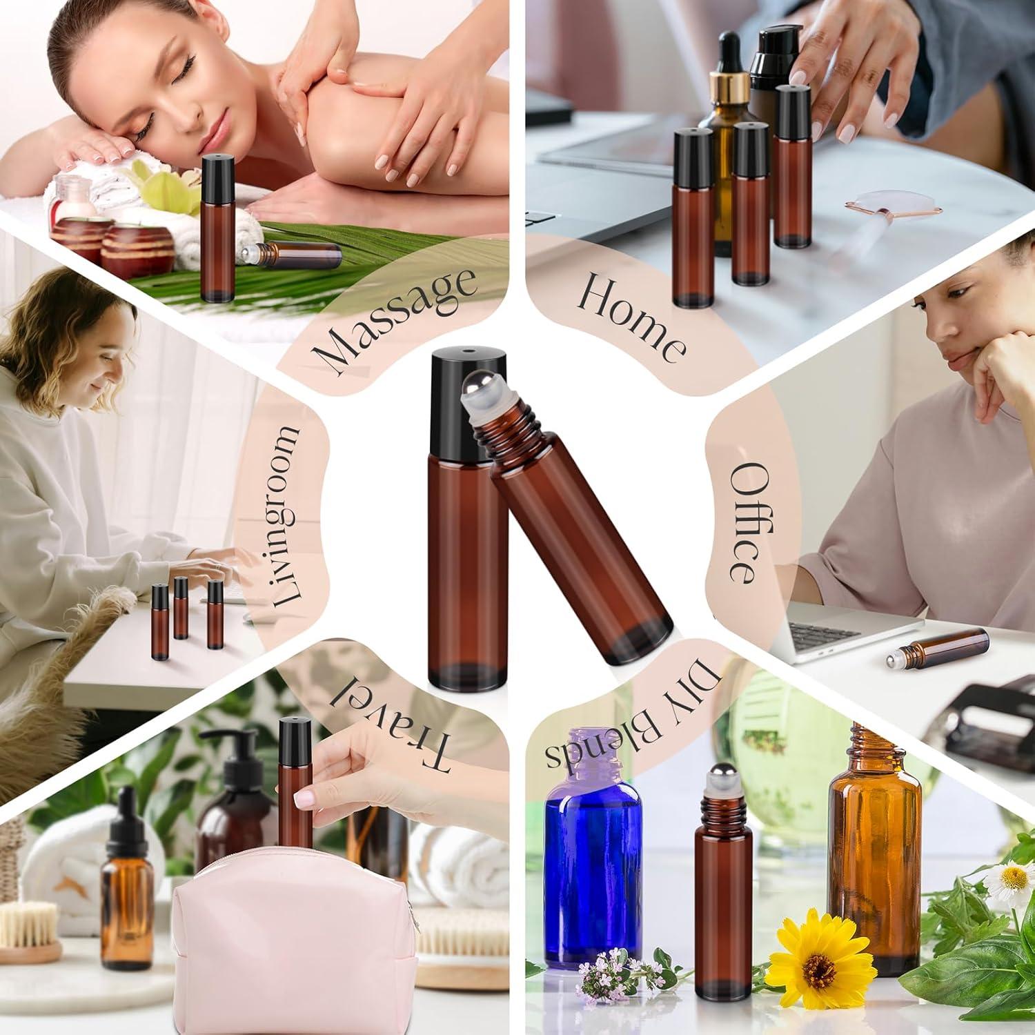 Set de 6 Botellas de Rodillo 10ml ZEJIA Vidrio Ámbar