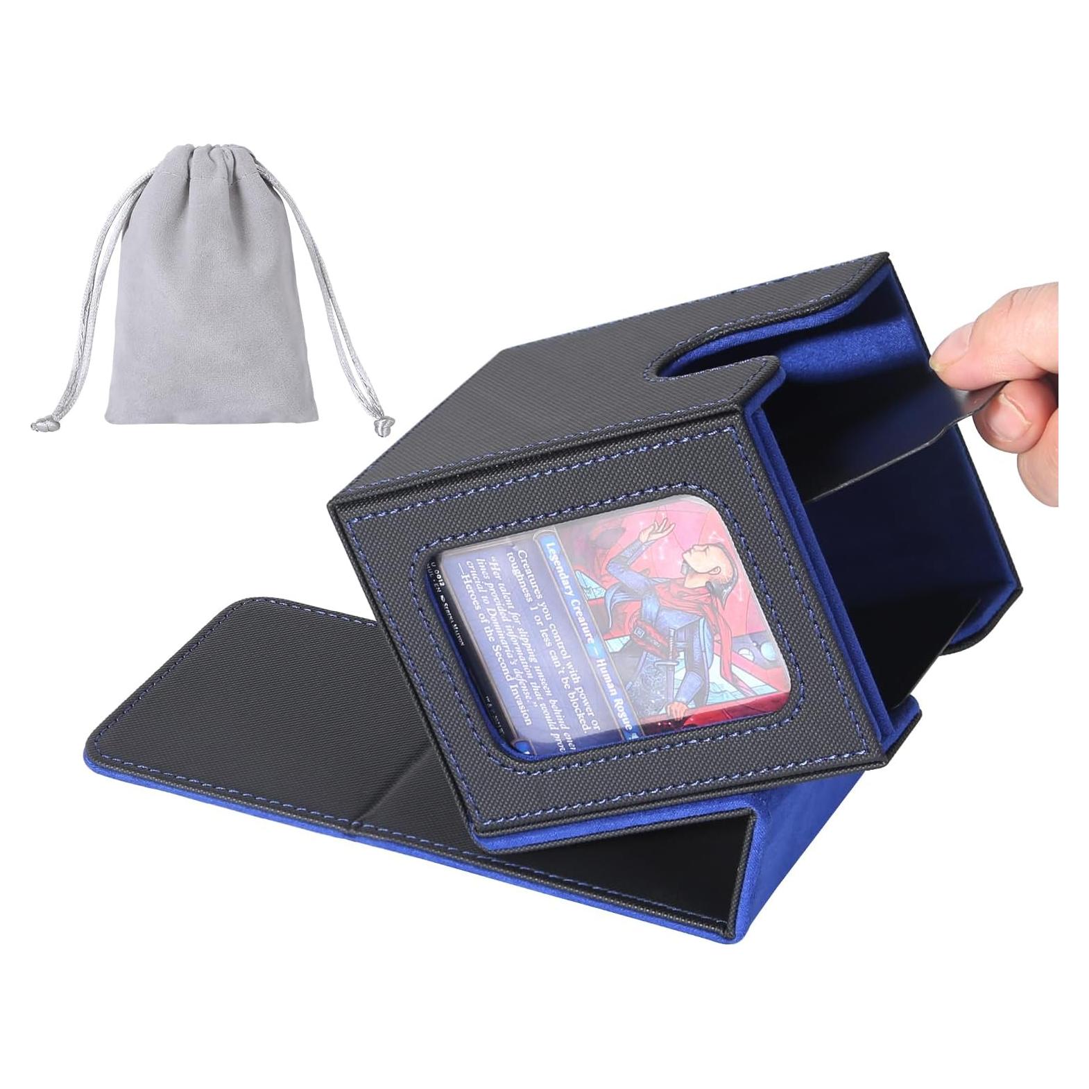 Caja de Barajas AFIING para 100 Cartas Dobladas - Negro/Azul