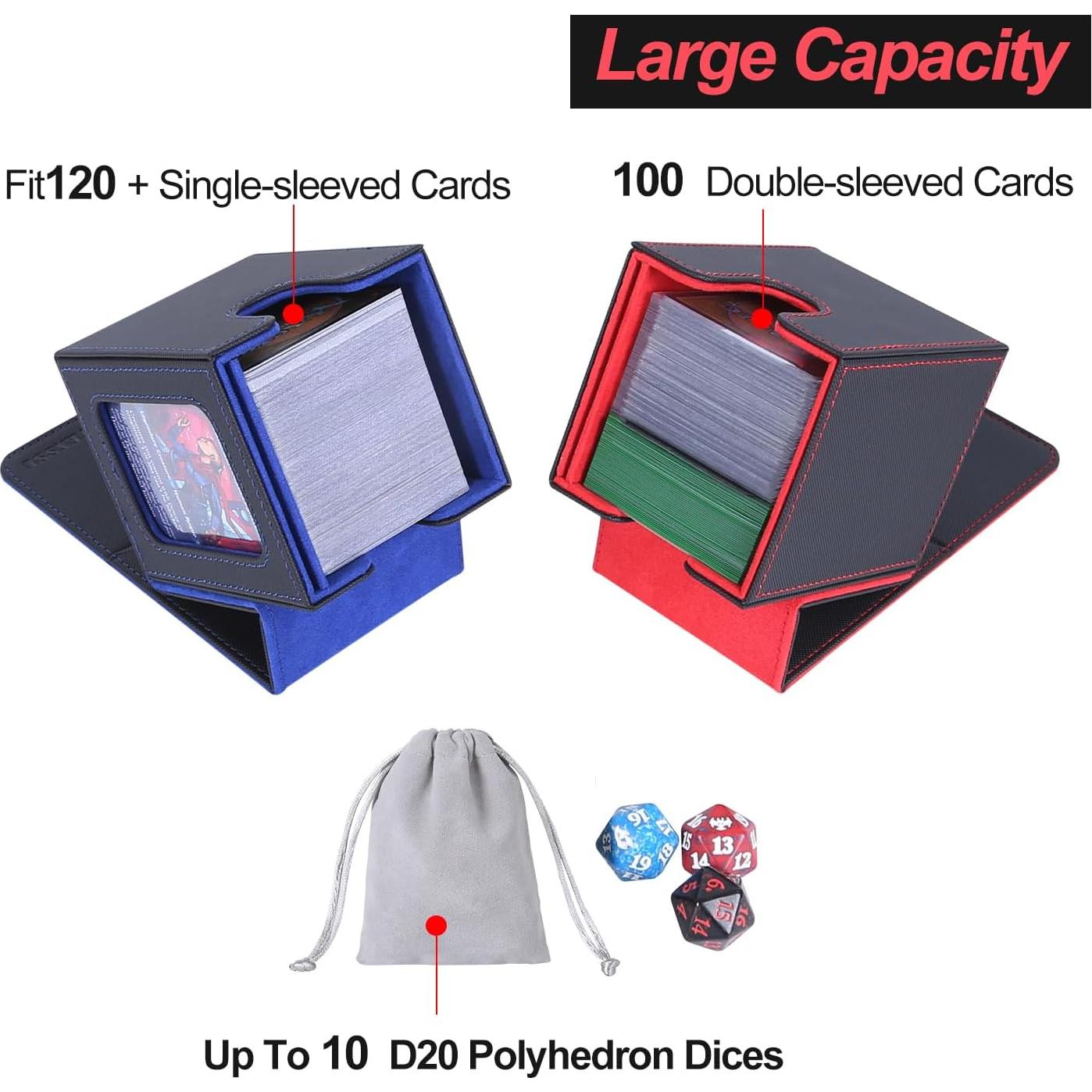 Caja de Barajas AFIING para 100 Cartas Dobladas - Negro/Azul