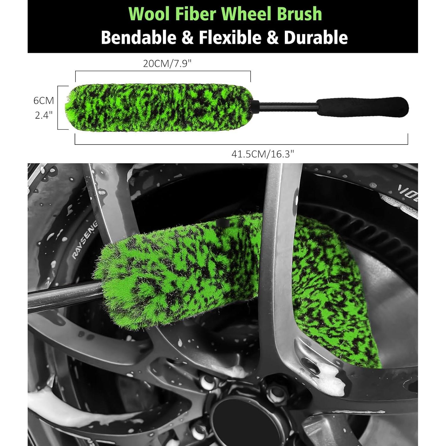 Kit de Limpieza de Ruedas YeewayVeh 4 Piezas Verde y Negro