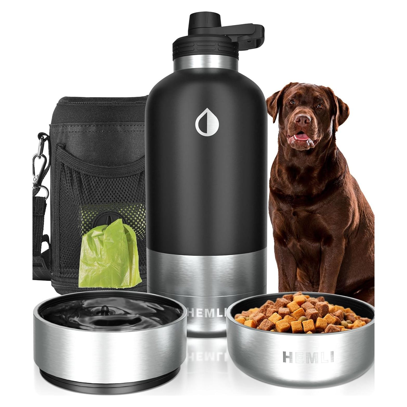 Botella de Agua para Perros HEMLI 1.89 L con Tazón Desmontable