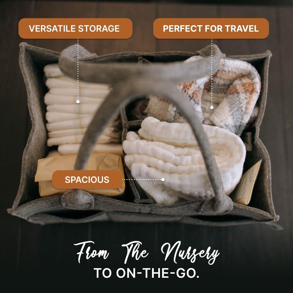 Cesta de Pañales Parker Baby Co. Grande Fieltro Carbón