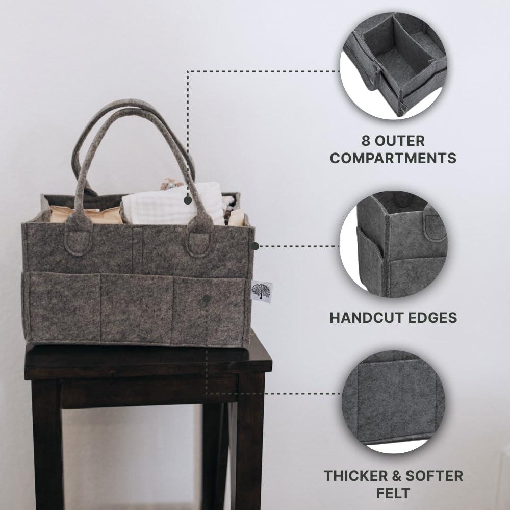 Cesta de Pañales Parker Baby Co. Grande Fieltro Carbón