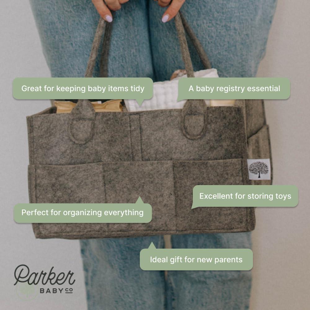 Cesta de Pañales Parker Baby Co. Grande Fieltro Carbón