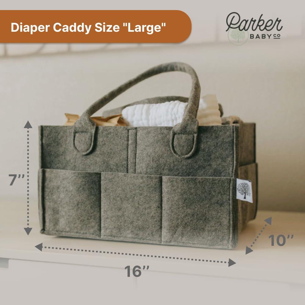 Cesta de Pañales Parker Baby Co. Grande Fieltro Carbón