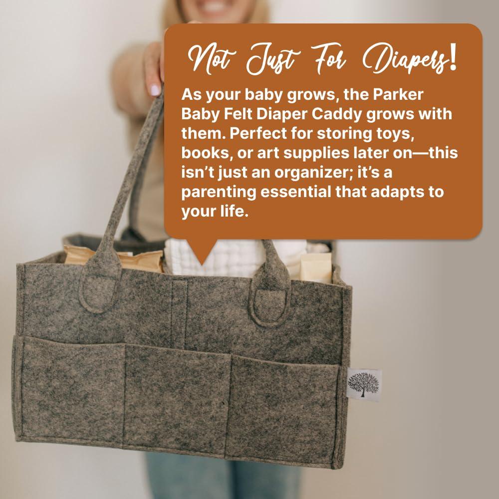 Cesta de Pañales Parker Baby Co. Grande Fieltro Carbón