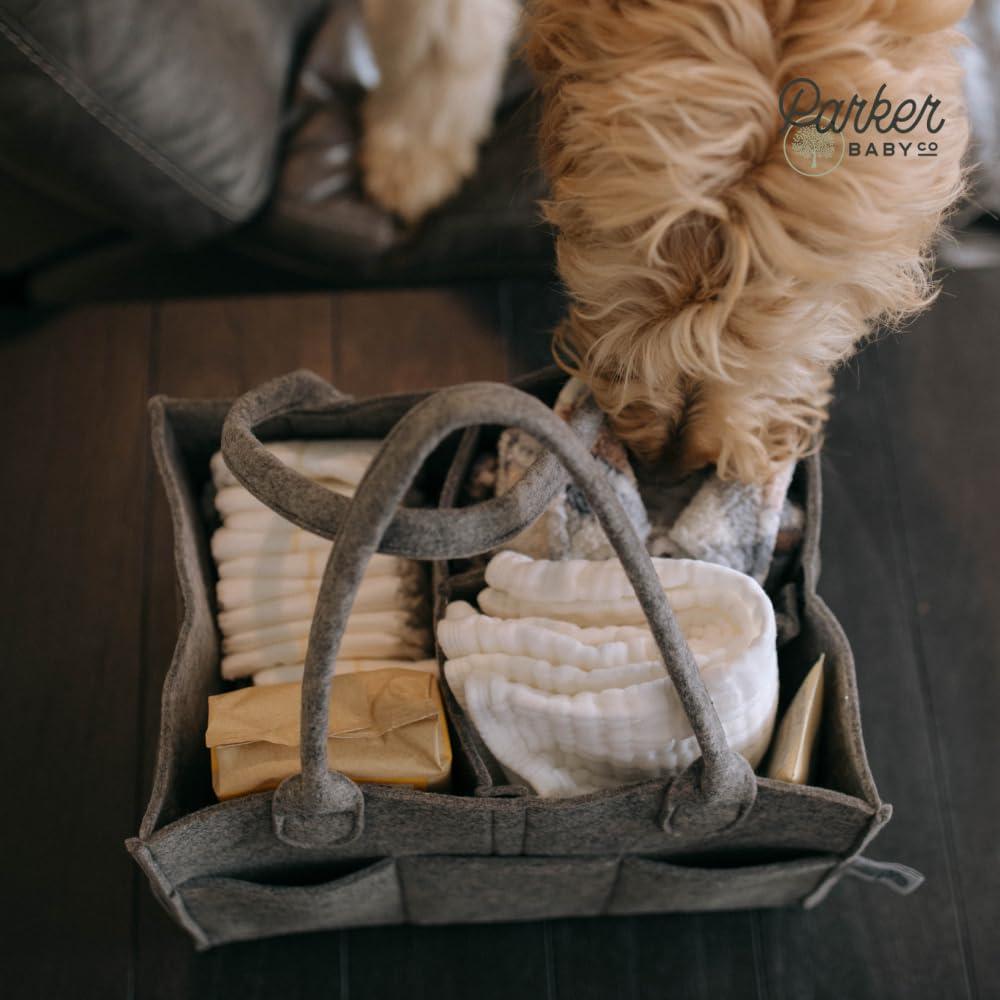 Cesta de Pañales Parker Baby Co. Grande Fieltro Carbón