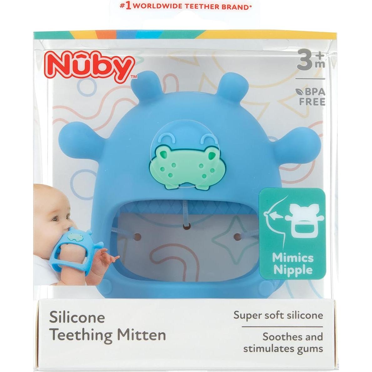 Mitón de Dentición de Silicona Nuby Hipopótamo 3+ Meses