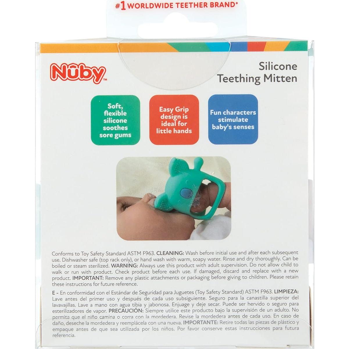 Mitón de Dentición de Silicona Nuby Hipopótamo 3+ Meses