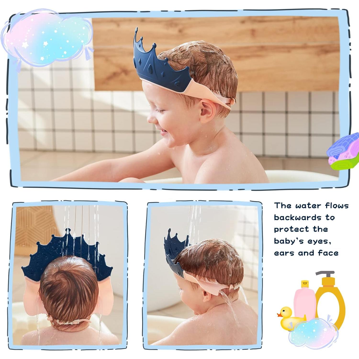 Gorro de Ducha para Bebés FUSACONY Azul - Protección Ojos y Oídos