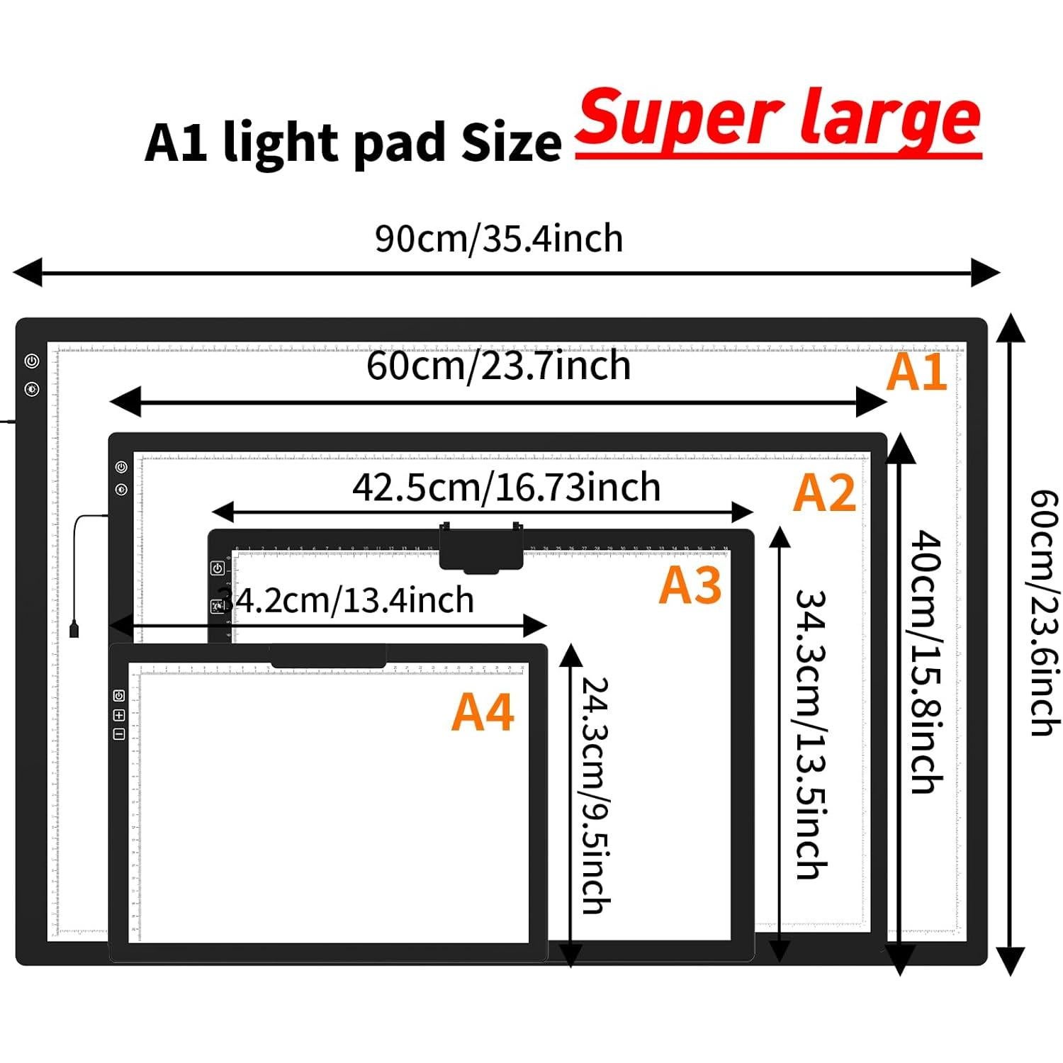 Pad de Luz LED A1 TOHETO 90x60cm Inalámbrico 3 Modos
