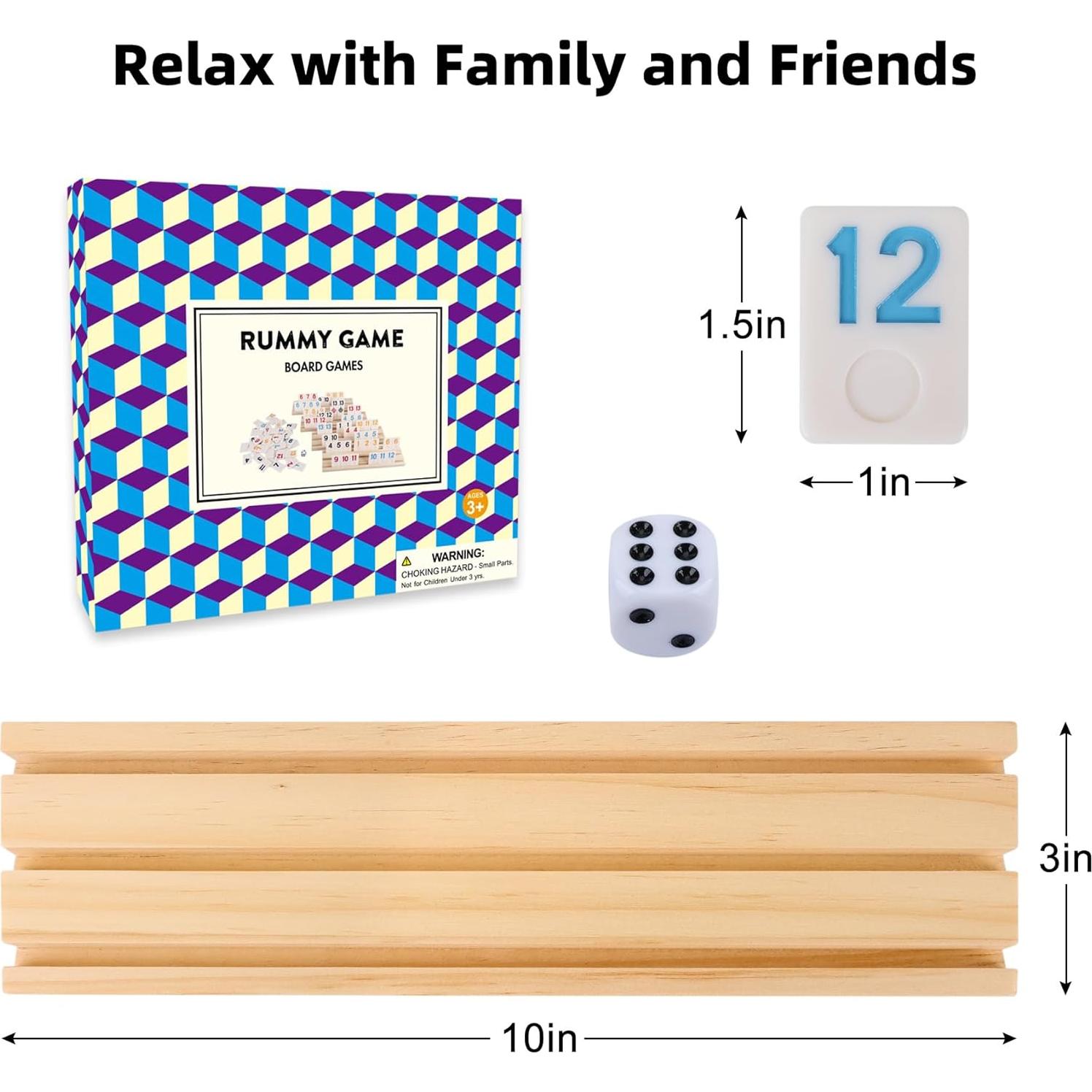 Juego de Rummy Mejorado Offelec con 106 Fichas Grandes