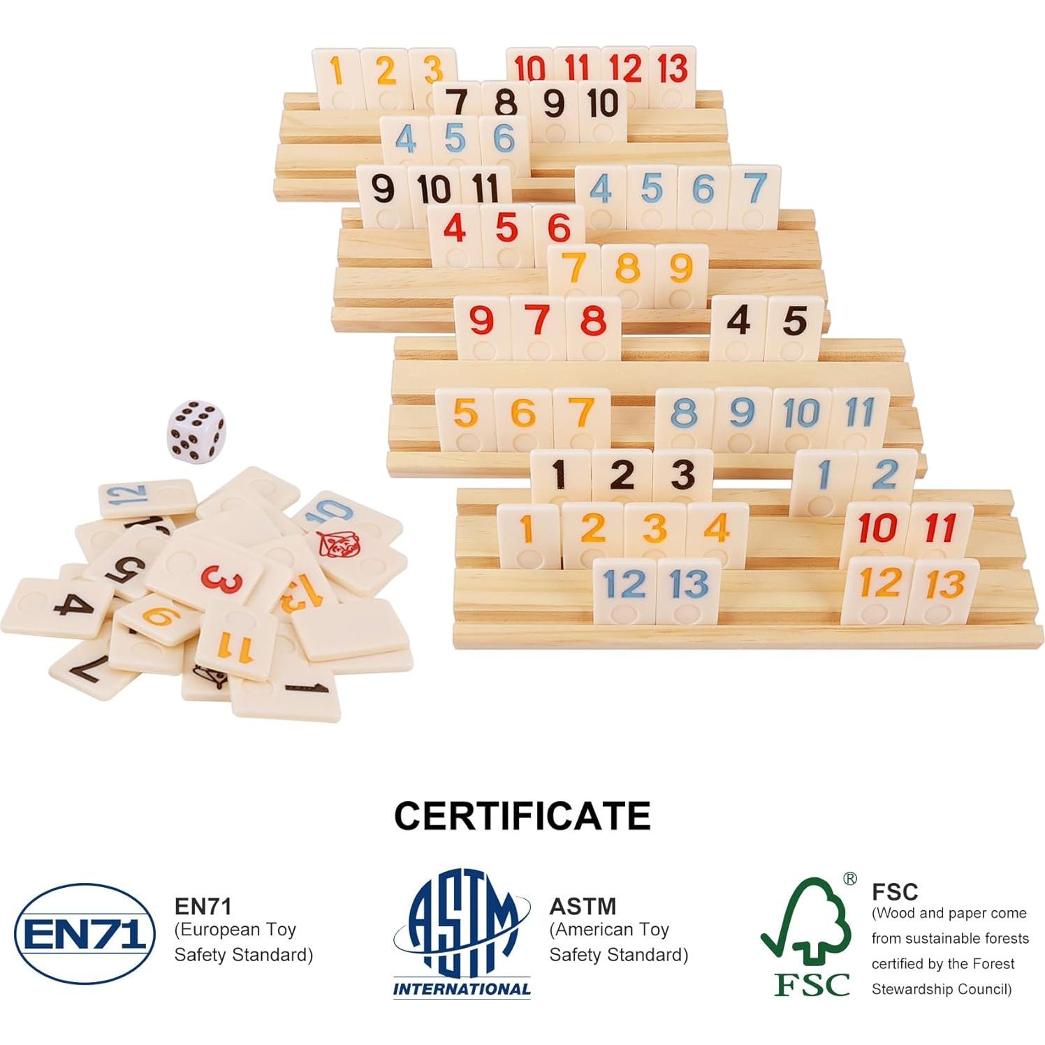 Juego de Rummy Mejorado Offelec con 106 Fichas Grandes