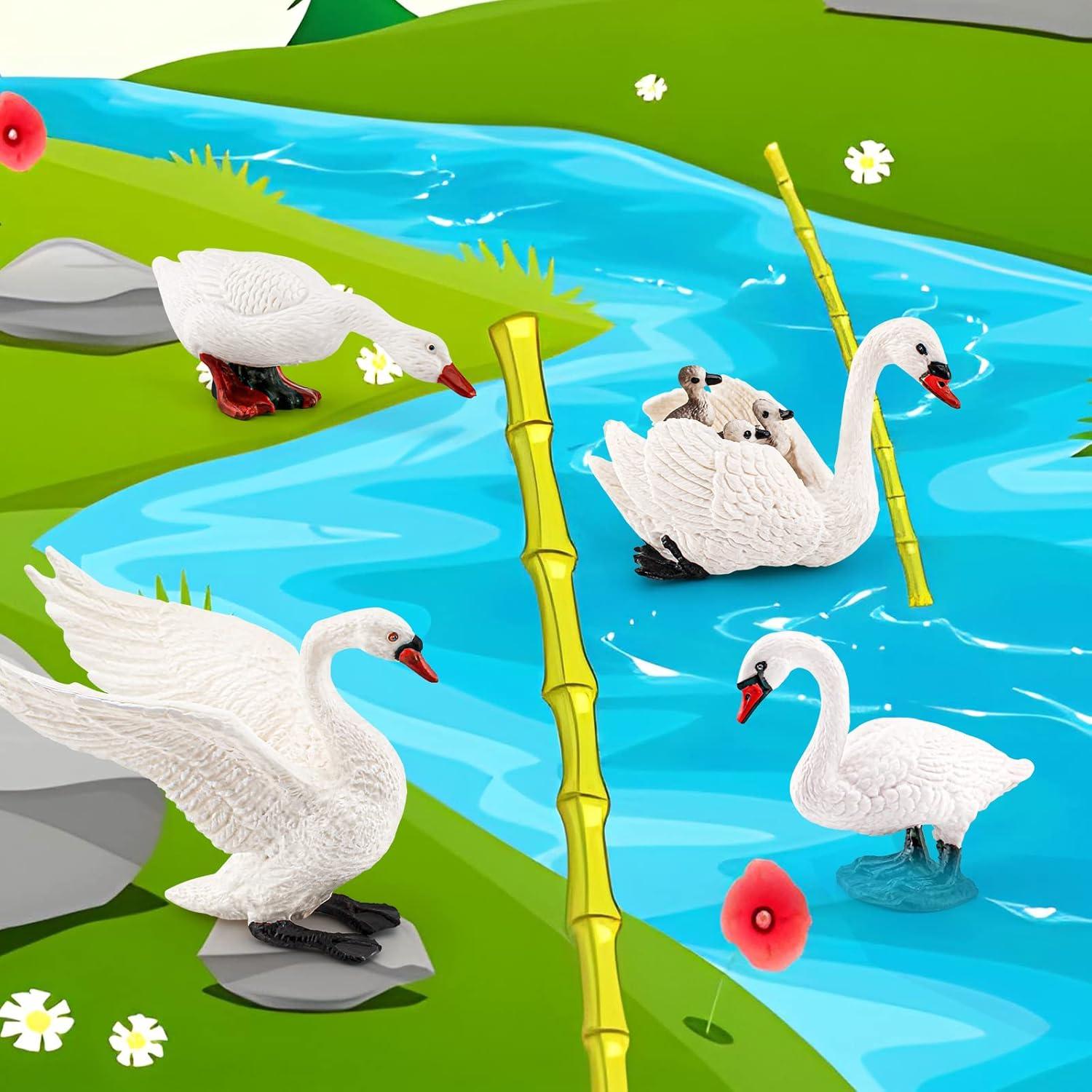 Figuras de Animales de Granja LC JoyCre - 4PCS Cisne Blanco