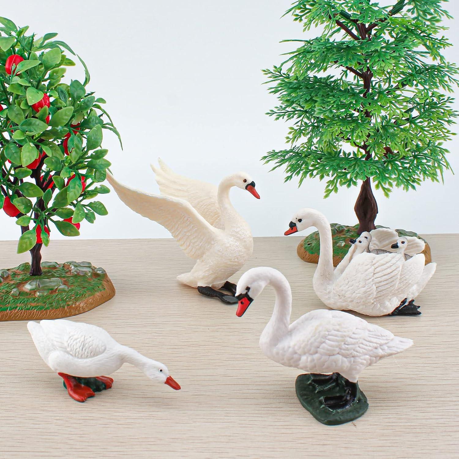 Figuras de Animales de Granja LC JoyCre - 4PCS Cisne Blanco