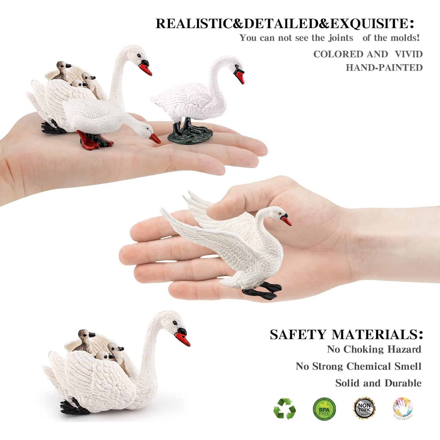 Figuras de Animales de Granja LC JoyCre - 4PCS Cisne Blanco