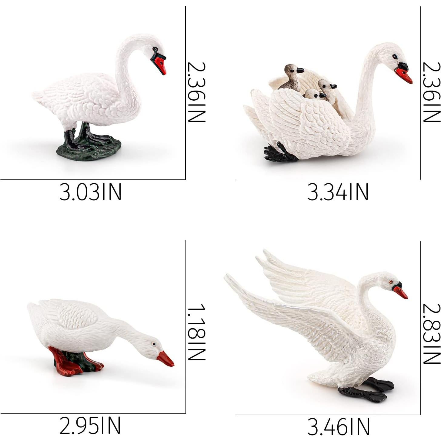 Figuras de Animales de Granja LC JoyCre - 4PCS Cisne Blanco
