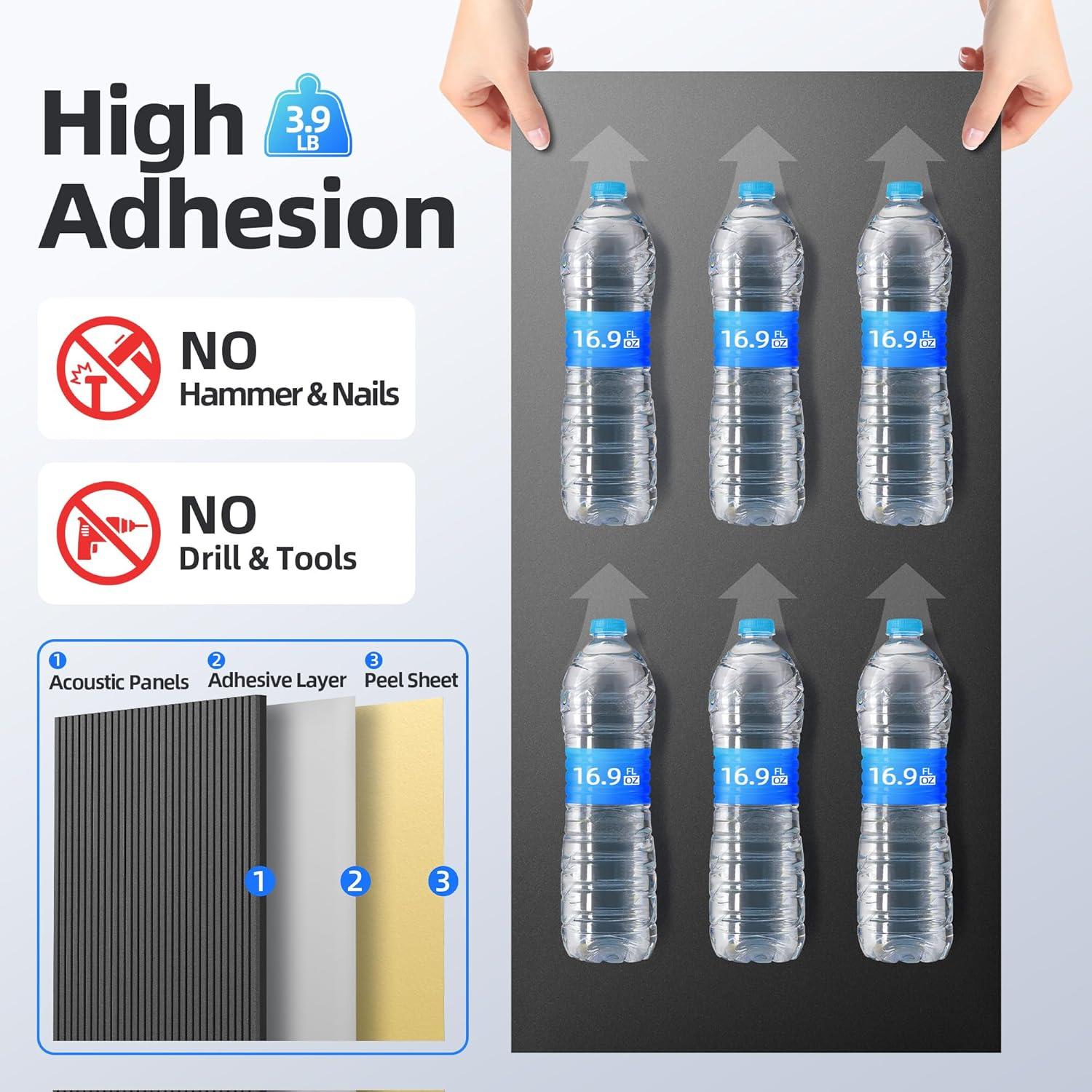 Paquete de 4 Paneles Acústicos Absorbentes de Sonido 120x60cm Negro