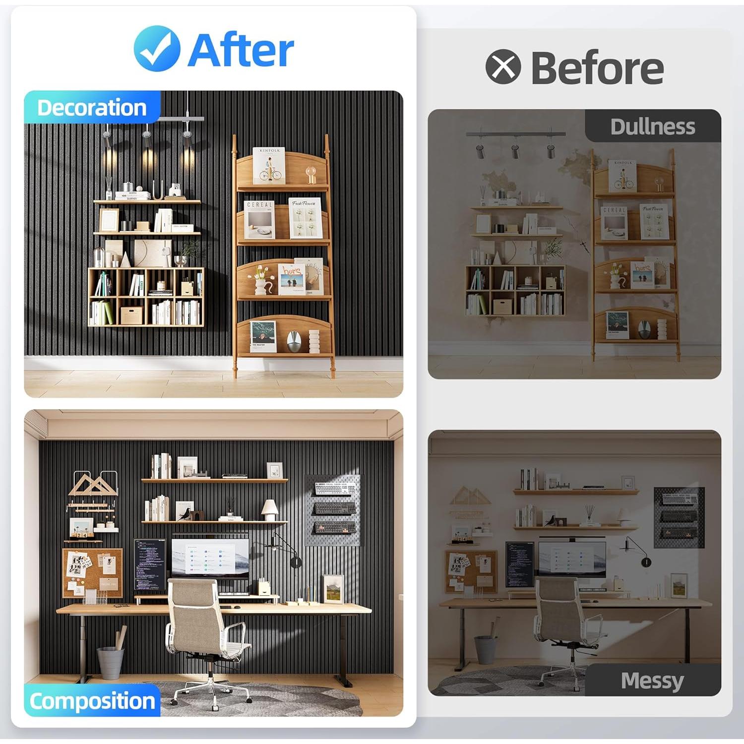 Paquete de 4 Paneles Acústicos Absorbentes de Sonido 120x60cm Negro