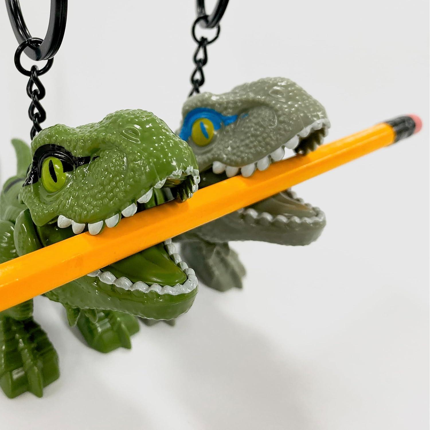 Llave de dinosaurio T-Rex gris con clip de mosquetón 5 cm