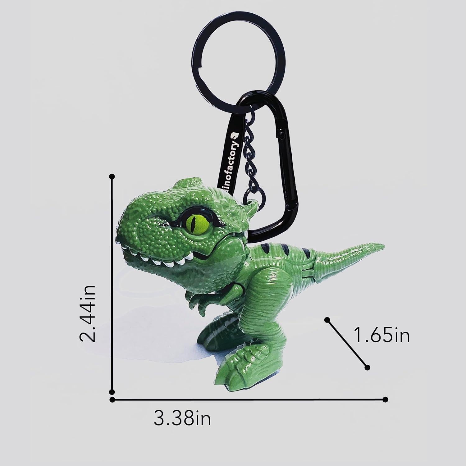 Llave de dinosaurio T-Rex gris con clip de mosquetón 5 cm