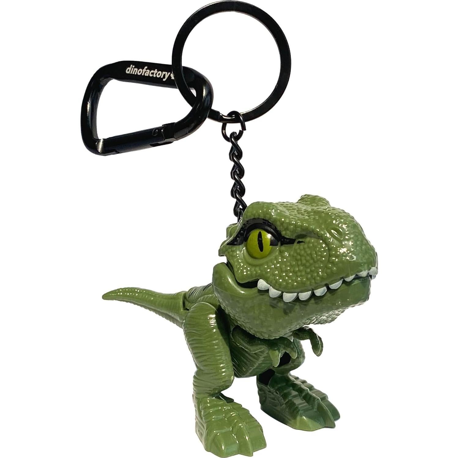 Llave de dinosaurio T-Rex gris con clip de mosquetón 5 cm