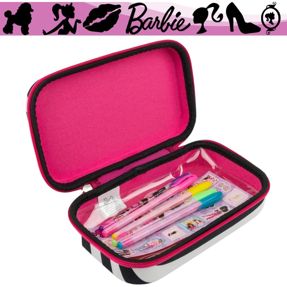 Estuche de Lápices Barbie con Bolígrafos y Pegatinas - Rosa