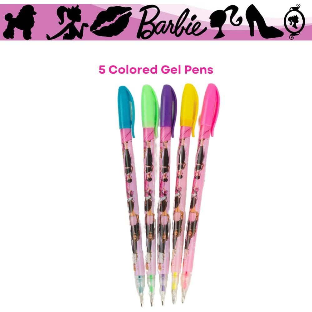 Estuche de Lápices Barbie con Bolígrafos y Pegatinas - Rosa