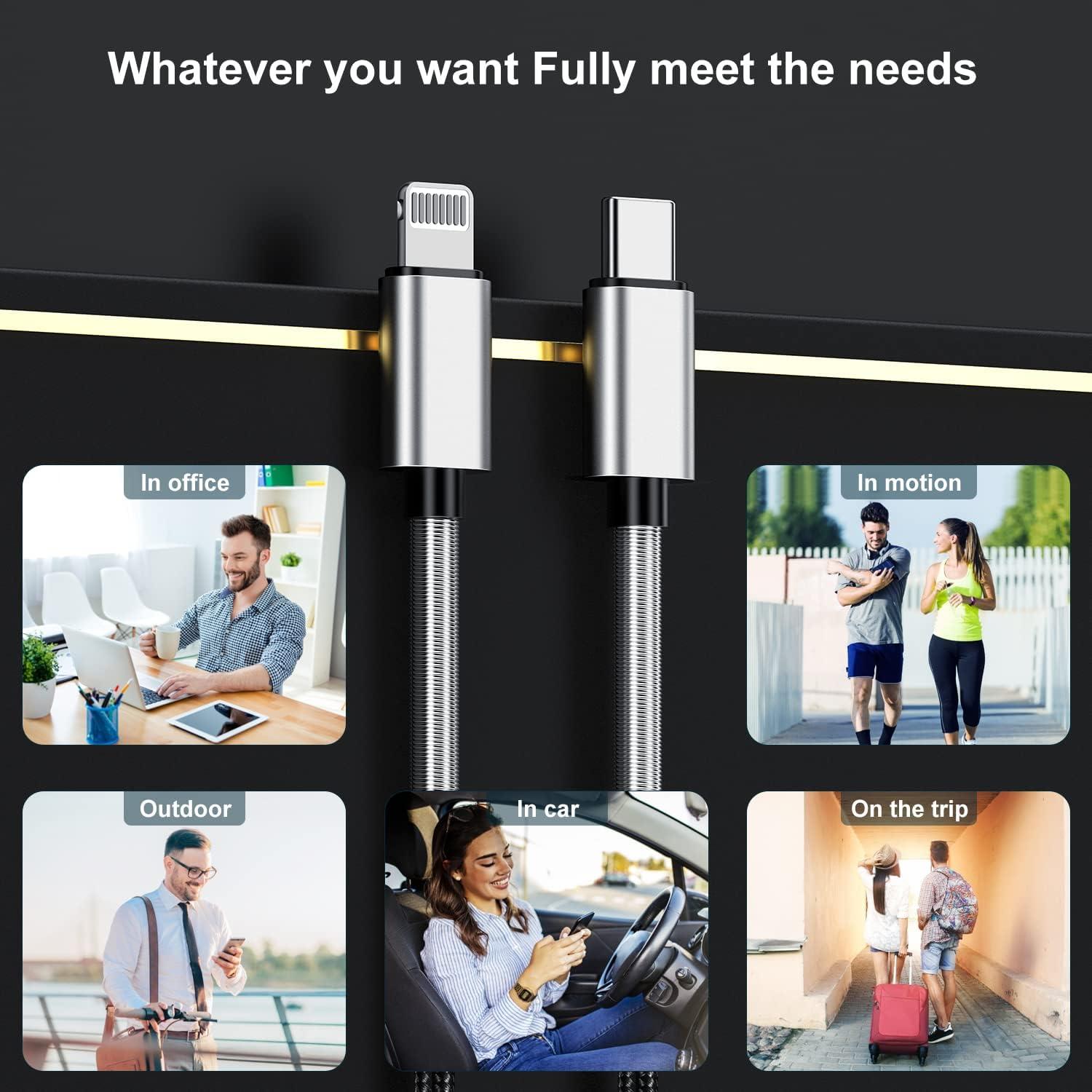 3Pack Cable de Carga Rápida 3A Kitminun 10 Pies Lightning