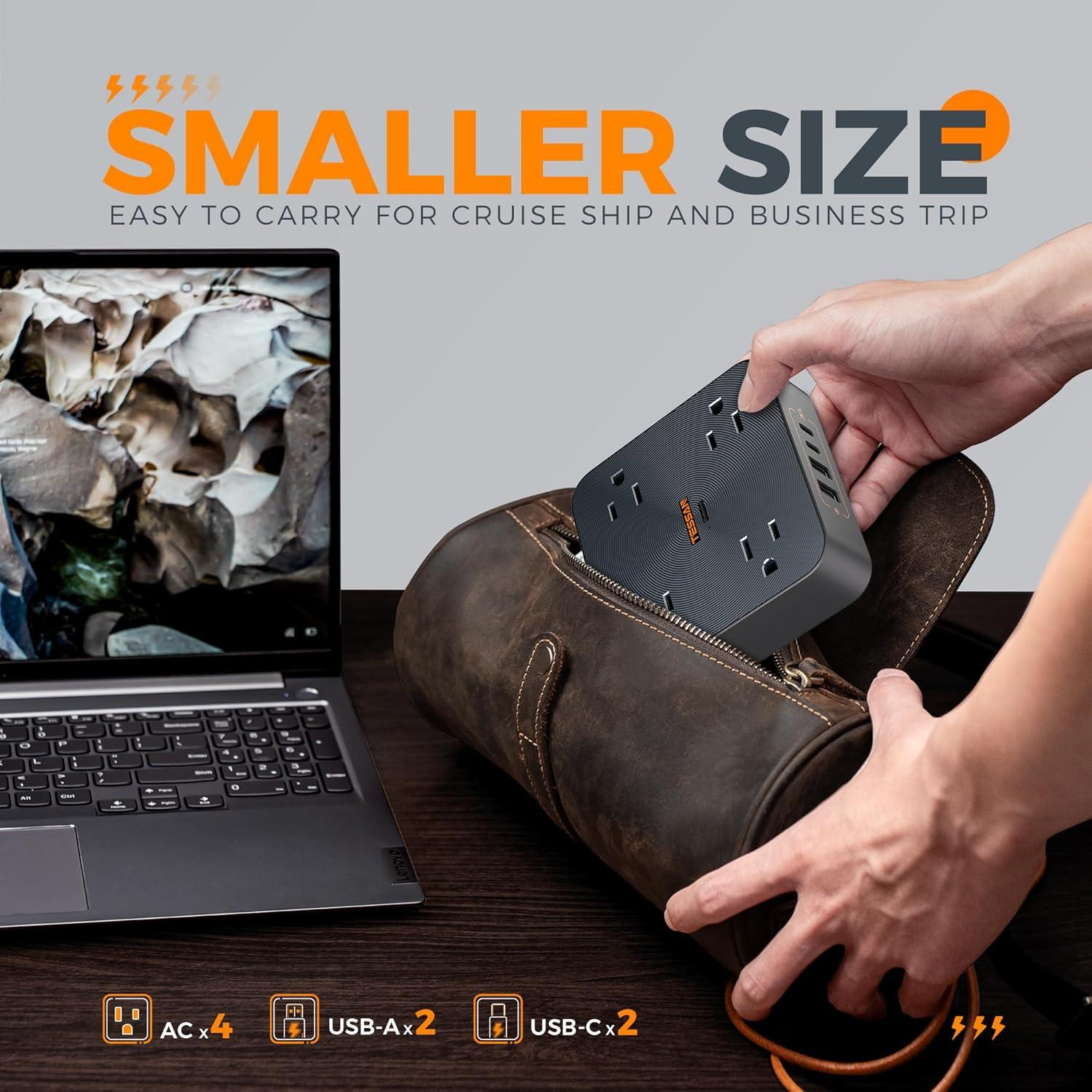 Regleta USB C 30W TESSAN 6 PIES 8 en 1 con Protección