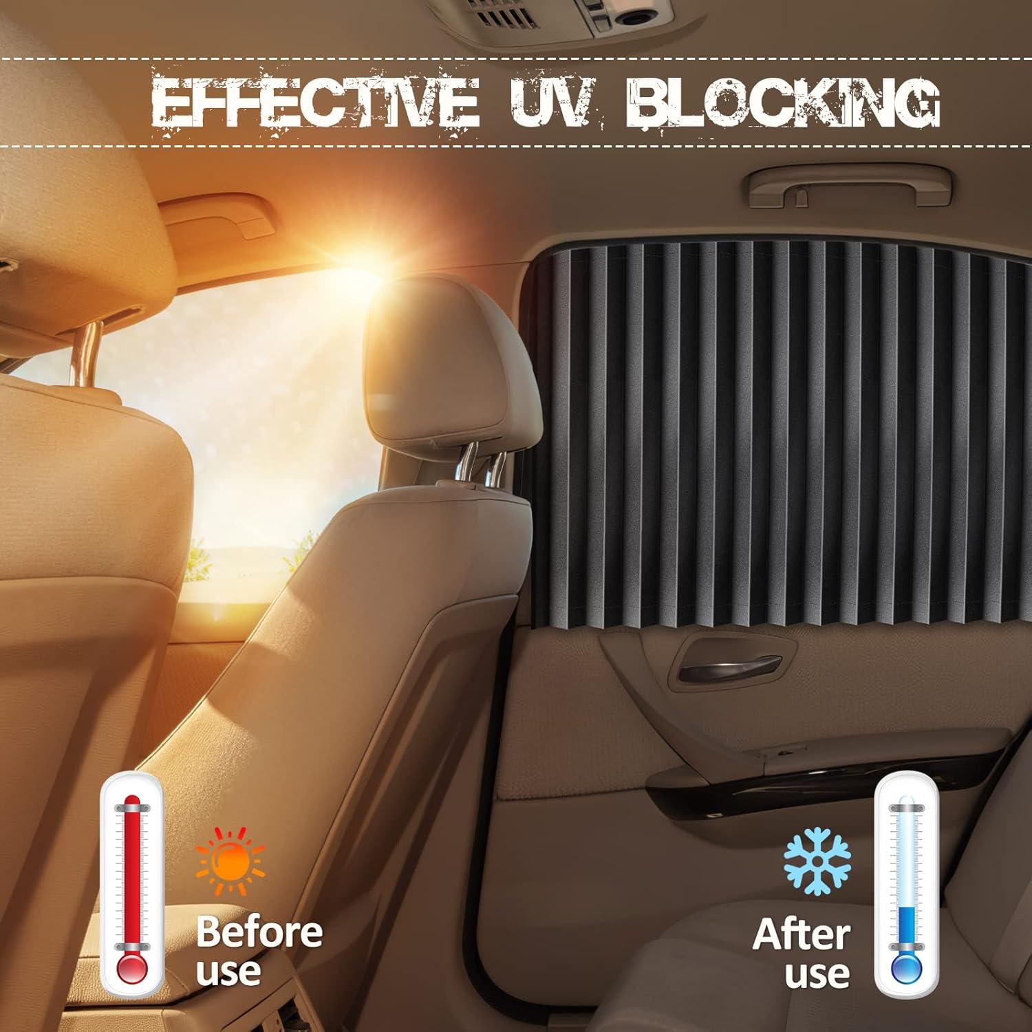 Cortinas Laterales para Auto XCBYT 2 Pcs 99% Protección UV