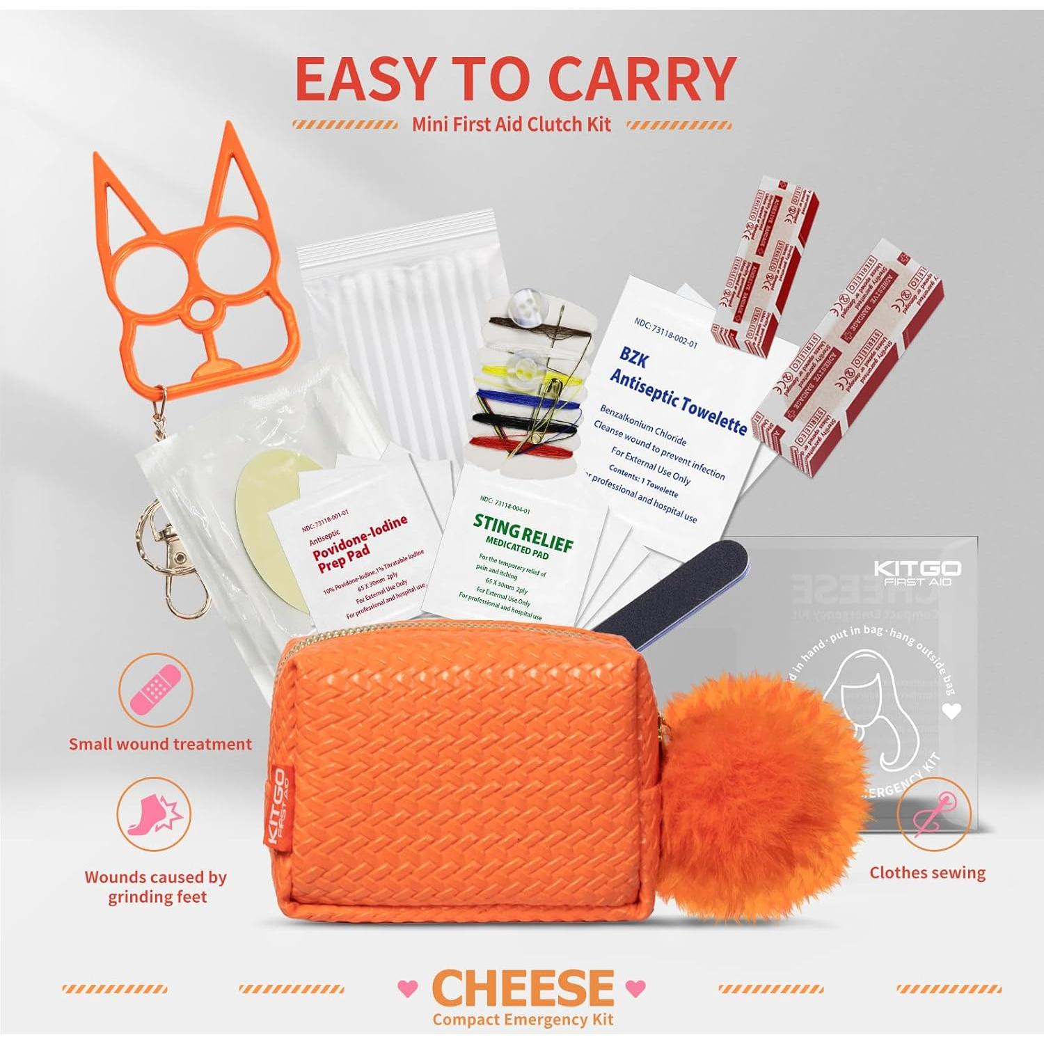 Kitgo Mini Kit de Primeros Auxilios Naranja 34 Piezas Compacto