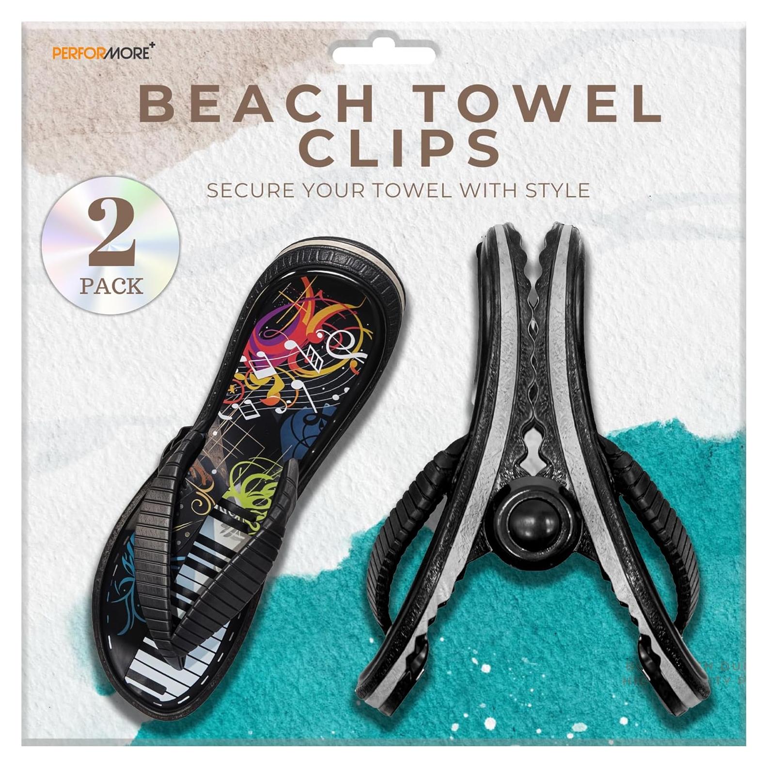 Clips para Toallas de Playa Performore - Paquete de 2, Negro