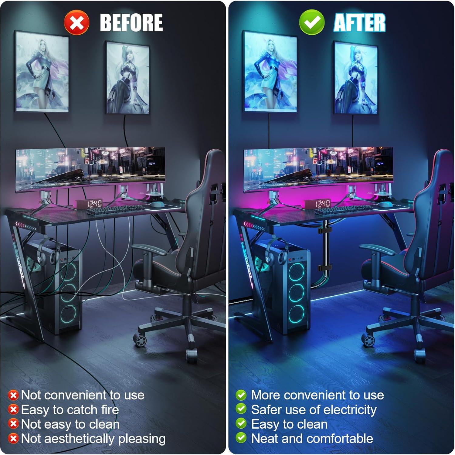 Clips de Cable Autoadhesivos XHF XL 40 PCS Negro para Gestión