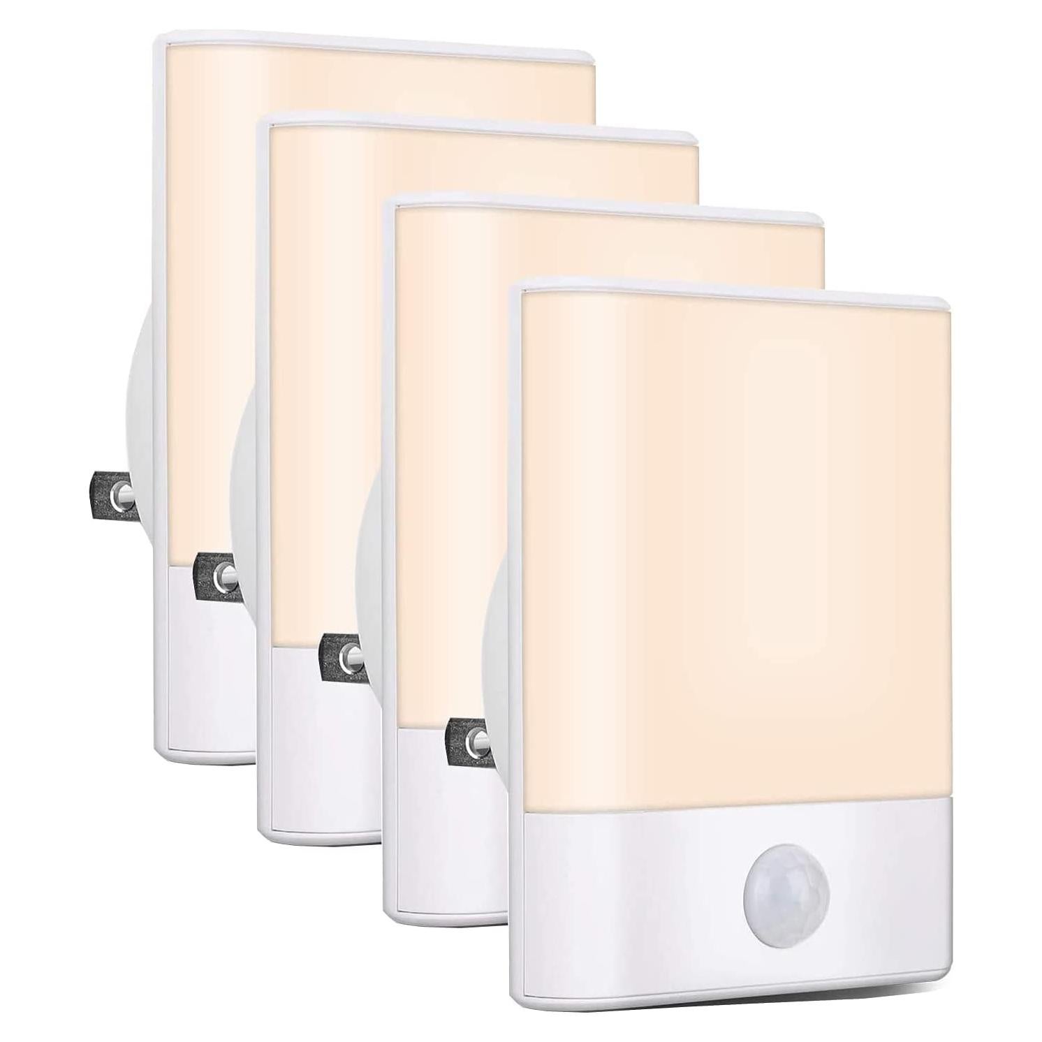 Luz Nocturna LED Enchufable BriVIVI con Sensor de Movimiento 4-Pack