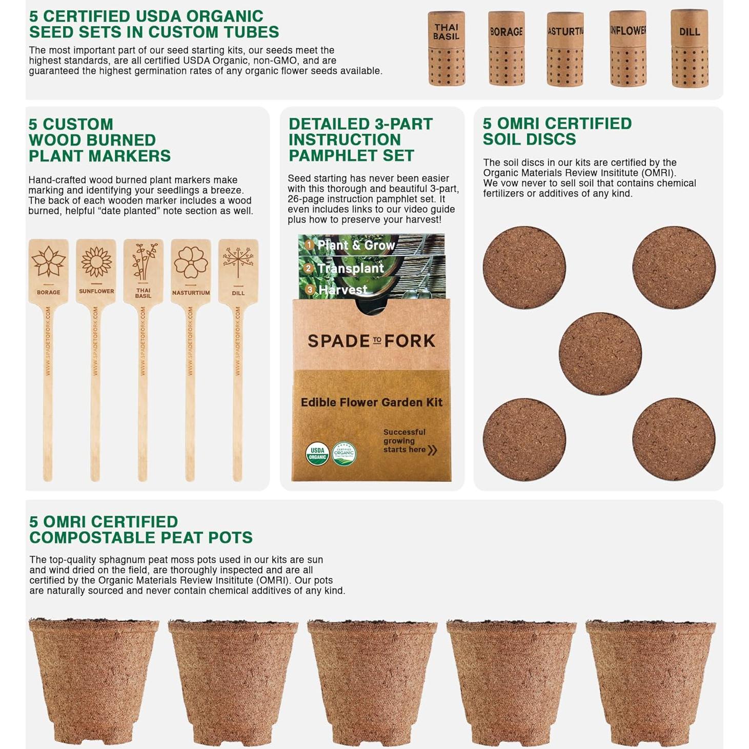 Kit de Jardín de Flores Comestibles Spade To Fork - 23 Piezas