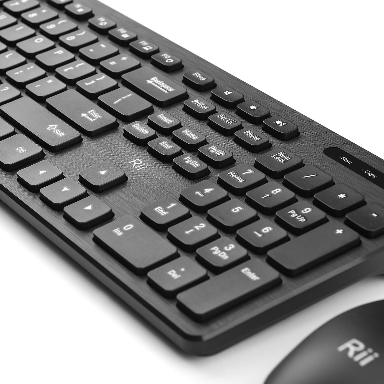 Combo Teclado y Ratón Inalámbricos Rii Estándar Negro