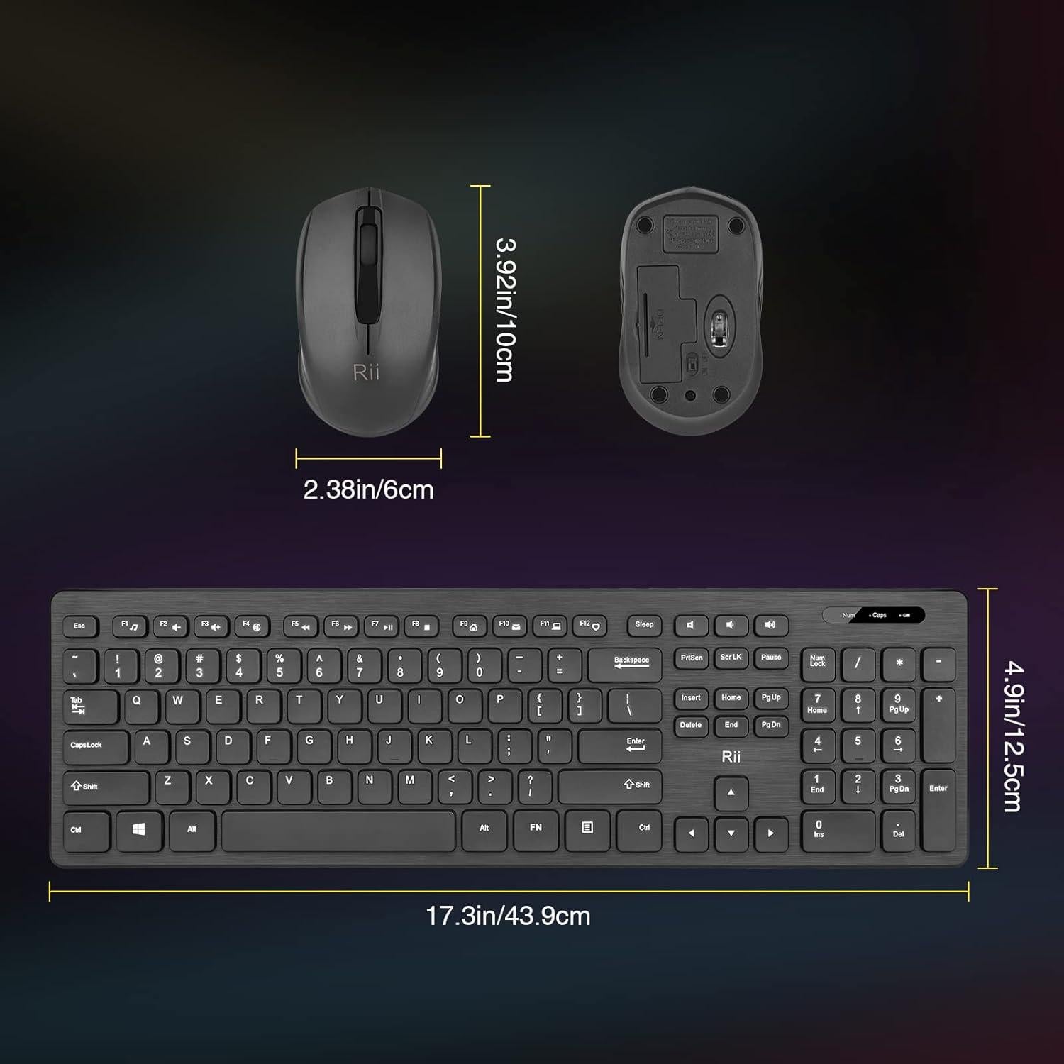 Combo Teclado y Ratón Inalámbricos Rii Estándar Negro