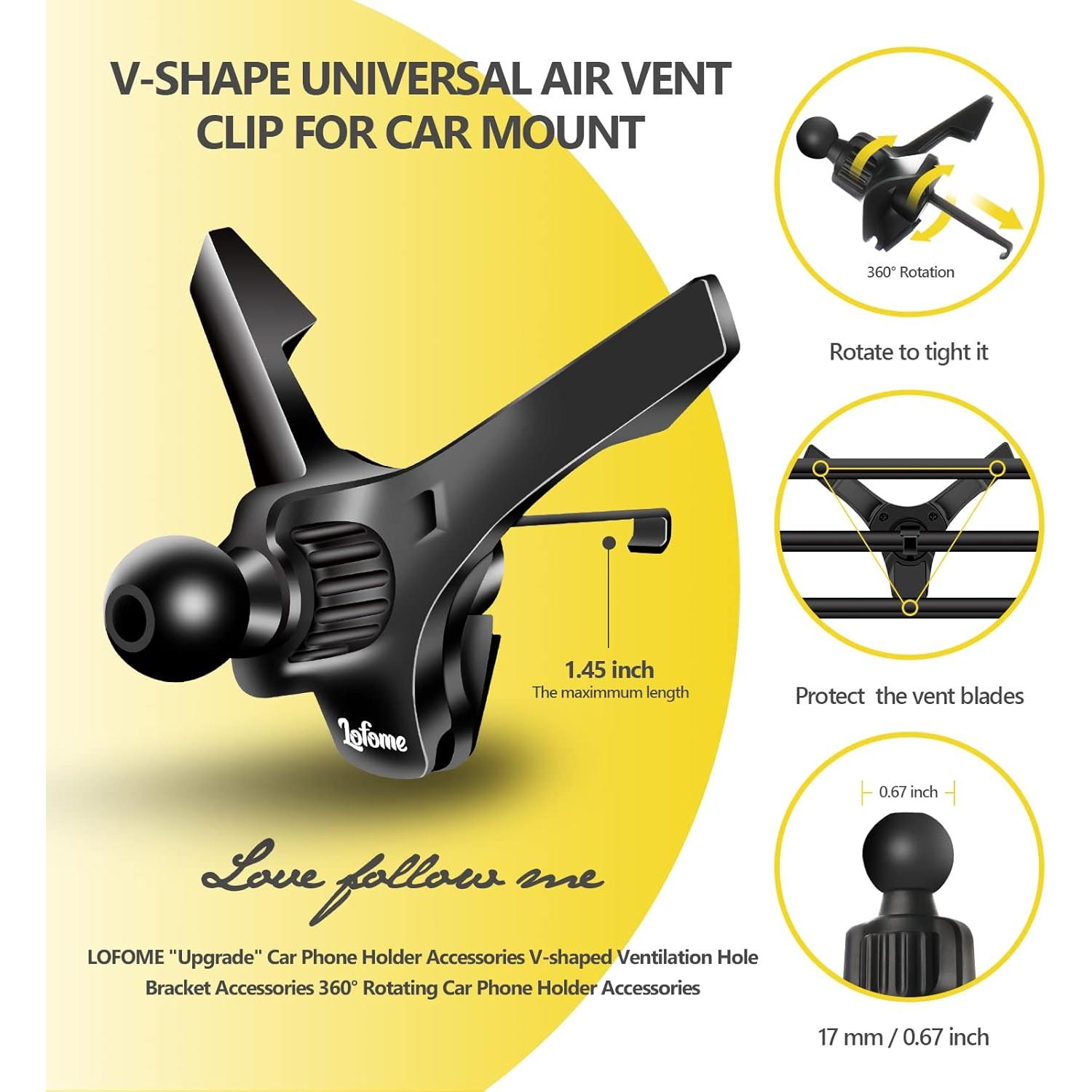 Clip de Ventilación Universal LOFOME V Shape - Soporte para Coche