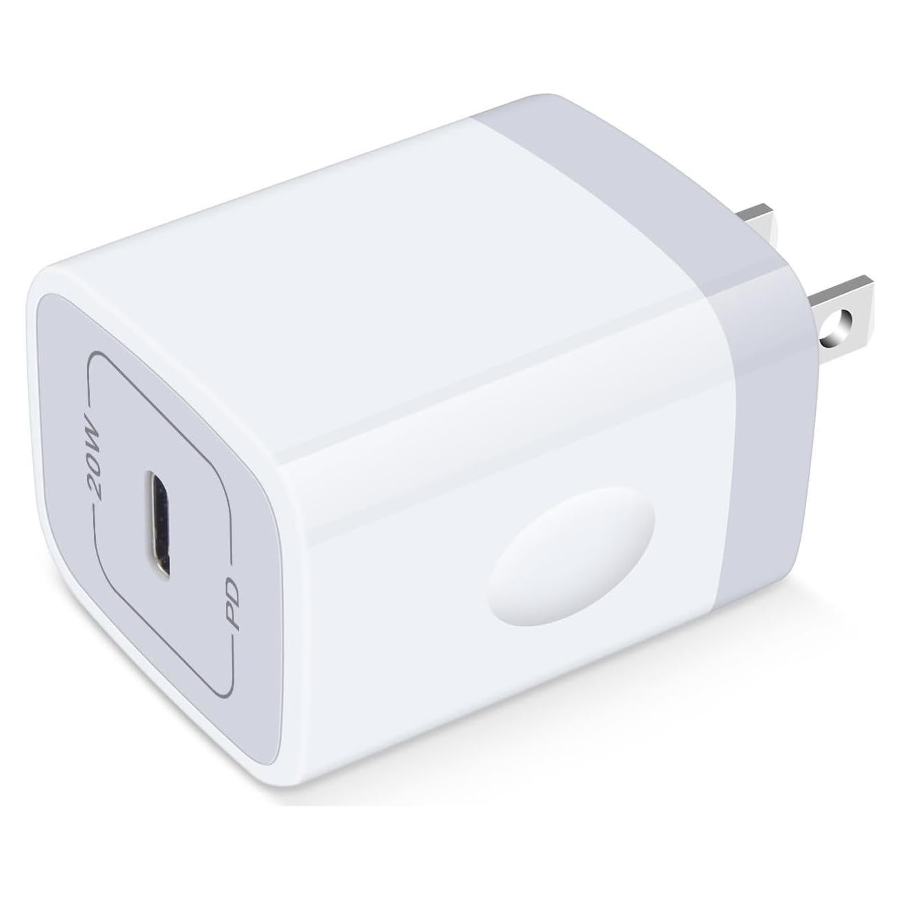 Cargador Rápido USB-C 20W Samsung y iPhone - Blanco